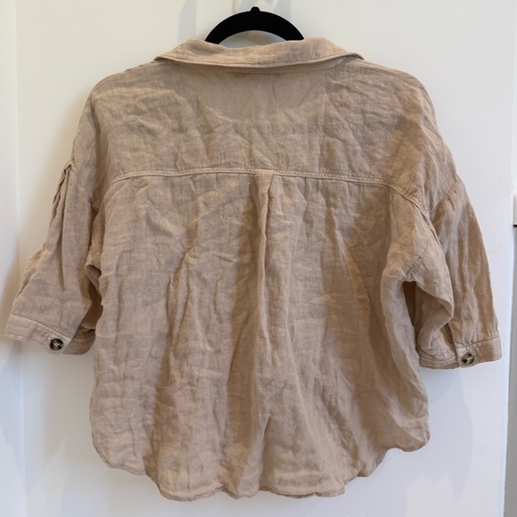 Zara Linen Button-Up Top - Picture 6 of 8